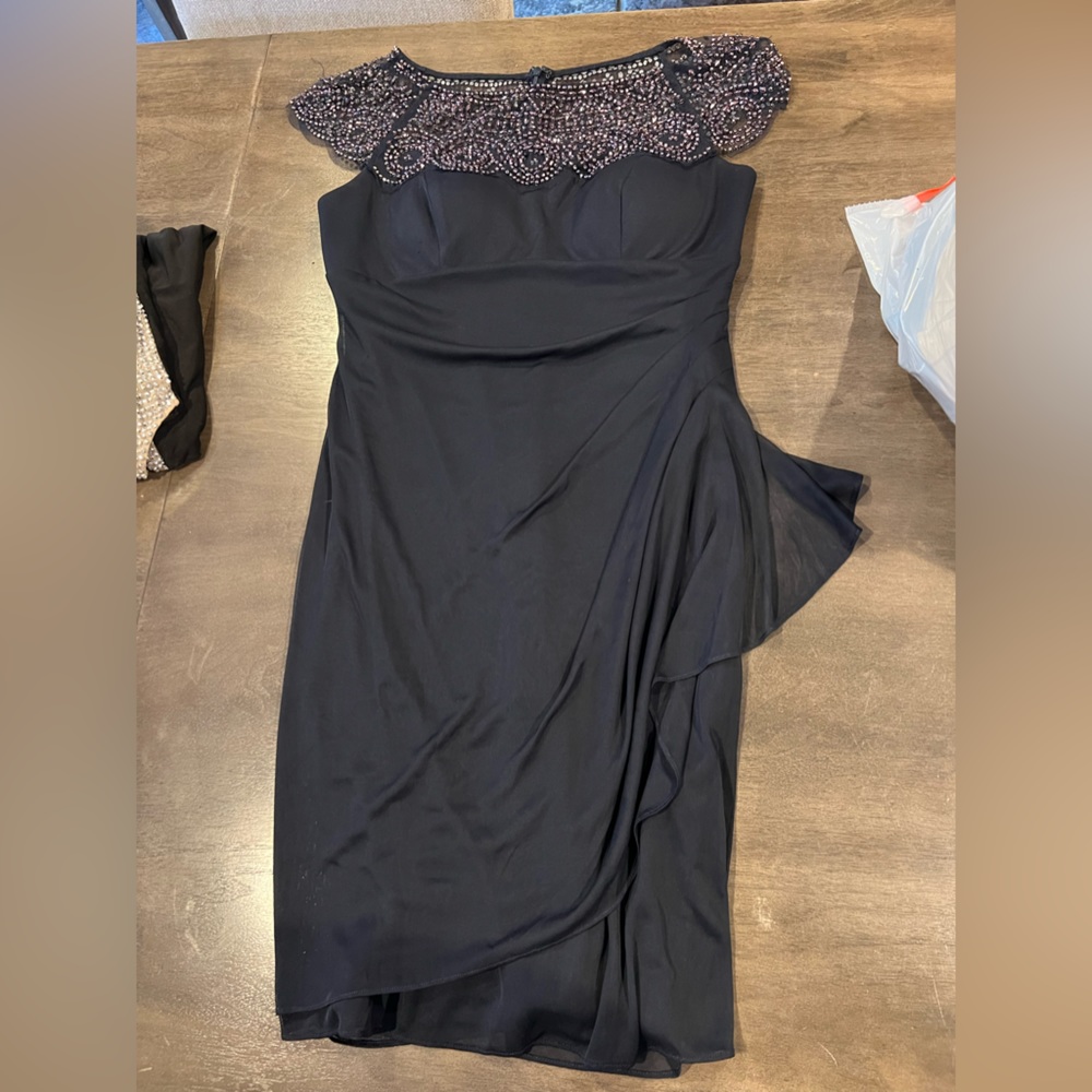 Navy, off the shoulder, midi dress